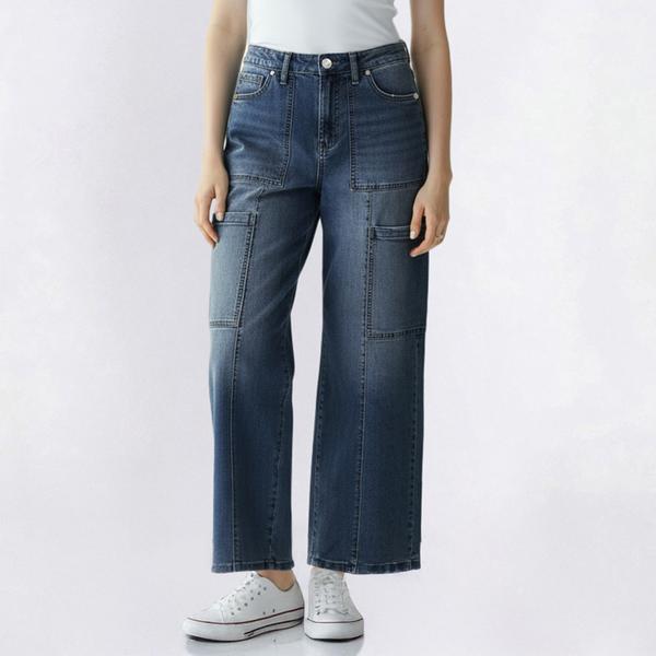 Juniors Celebrity Pink Mid Rise Wide Leg Cargo Jeans alternate view